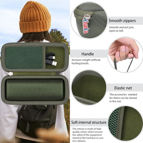 khanka Hard Travel Case for Sonos Roam 2 / Sonos Roam Portable Smart Bluetooth Speaker, Green