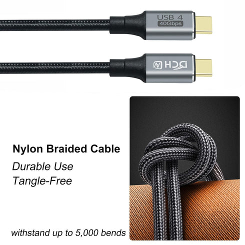 4ft USB 4 Cable USB C to USB C 8K HD Display Video 40 Gbps Data Transfer 100W Fast Charging Cord for Monitor