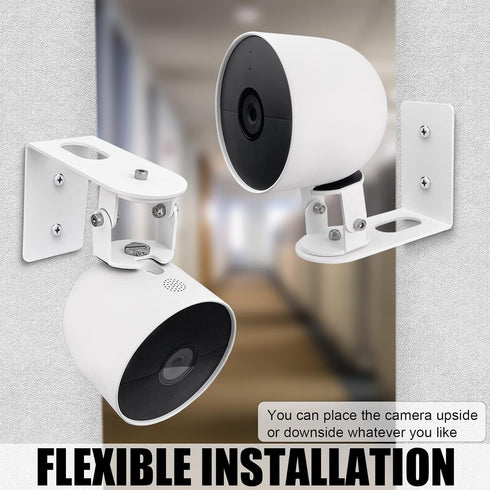 Metal Wall Mount Holder Compatible with Google Nest Cam Battery Indoor/Outdoor,360 View Anti-Drop Outdoor Wall Bracket Mounting Kit Nestcam Accessories- White