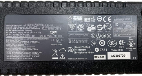 Genuine HP 135W 19.5V AC Laptop Adapter 592491-001 593976-001 HSTNN-LA01-E