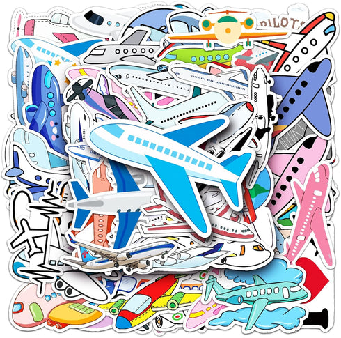 ZLWSD Kids Teens Airplane Stickers,50PCS Pack Aircraft Aesthetic Waterproof Laptop Adults Graffiti Decals