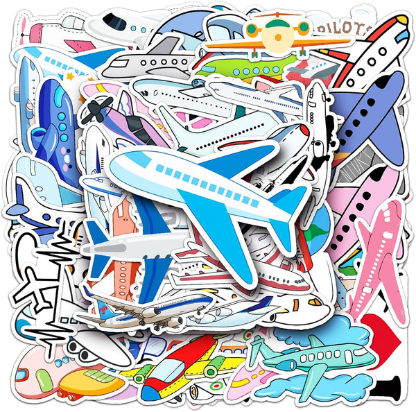 ZLWSD Kids Teens Airplane Stickers,50PCS Pack Aircraft Aesthetic Waterproof Laptop Adults Graffiti Decals