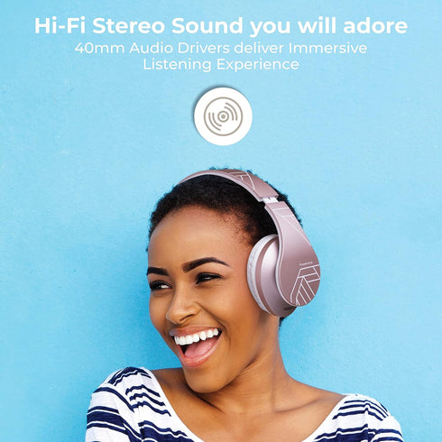 PowerLocus Bluetooth Over-Ear Headphones, Wireless Stereo Foldable Headsets with Built-in Mic, Micro SD/TF, FM