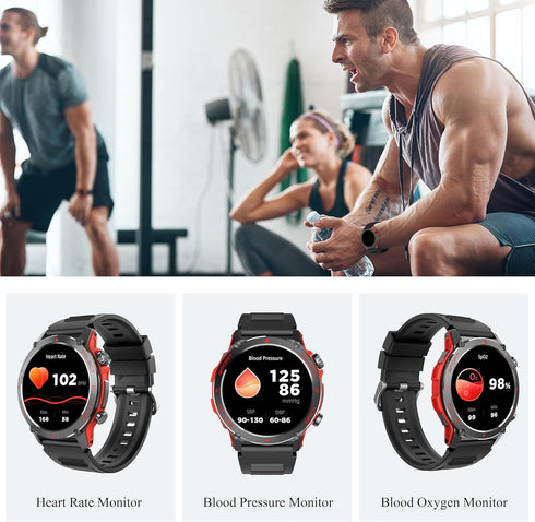 Popglory Smart Watch for Women Men, 1.43" AMOLED Fitness Tracker with 110+ Sport Modes, Heart Rate Monitor