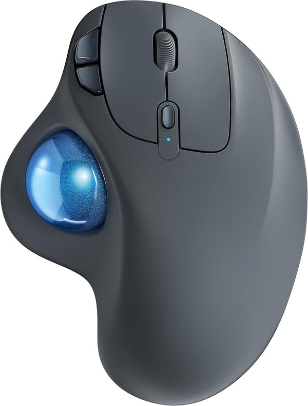 Nulea Wireless Trackball Mouse, Ergonomic Rechargeable, Easy Thumb Control, 3 Device Connection, Compatible with PC,