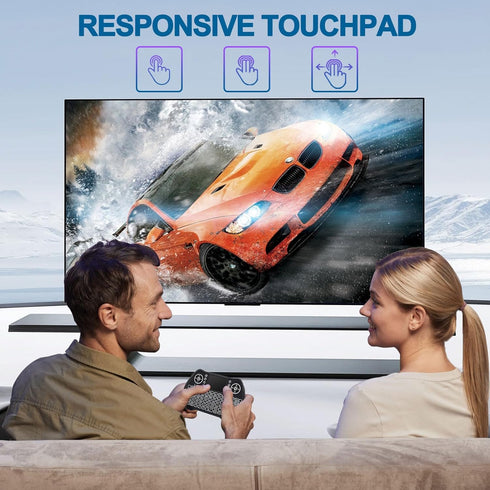 EASYTONE Mini Wireless Backlit Keyboard Touchpad Mouse Combo with Rechargeable Battery for Android TV, Smart TV, PC