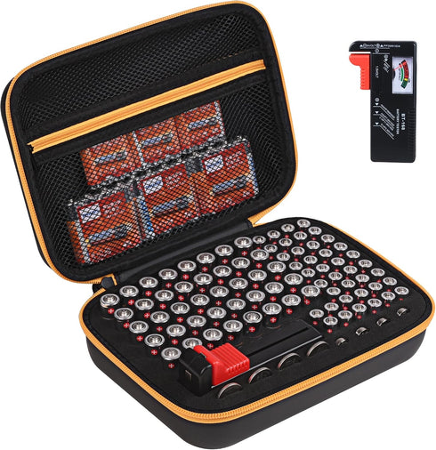 Battery Organizer Storage Case with Tester for AA AAA Button Battery Holder
