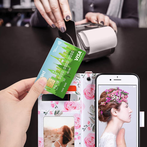 ULAK Wallet Case for iPhone SE 3(2022)/SE(2020)/8/7 - Premium Floral PU Leather Flip Case with Card Holder