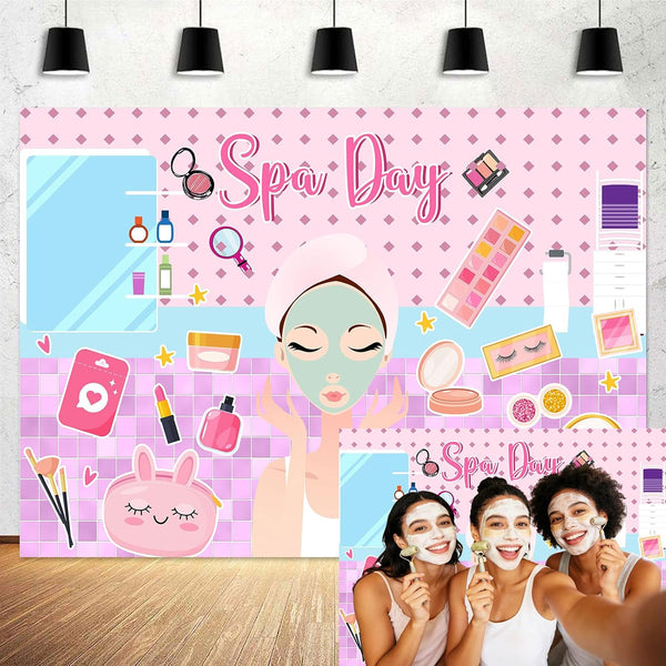 Dtekoj 7X5FT Spa Party Backdrop, Sweet Pink Beauty Makeup Photography Background Banner for