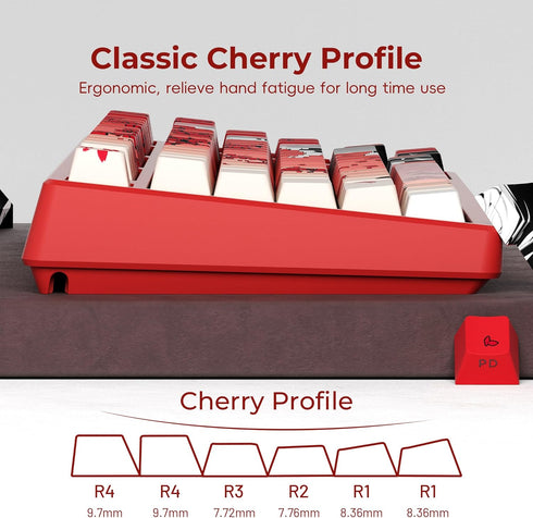 Shine Through PBT Keycaps, Double Shot Side Printed Keycaps, Cherry Profile Dye-Sub Key Caps, Japanese Anime Keycap Set