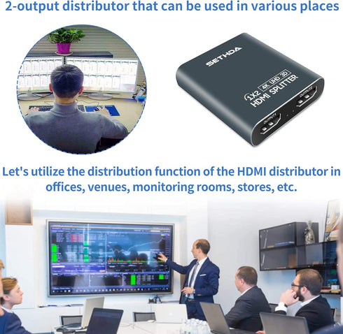 SETHDA 1 2 Output,2 4K@30Hz PS4 HDMI Splitter HDMI Switch Input Ports HDMI Hub Support Ultra HD Resolution,Compatible