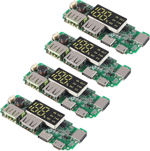 UMLIFE 4pcs 18650 Charging Board Dual USB 5V 2.4A Mobile Power Bank Module