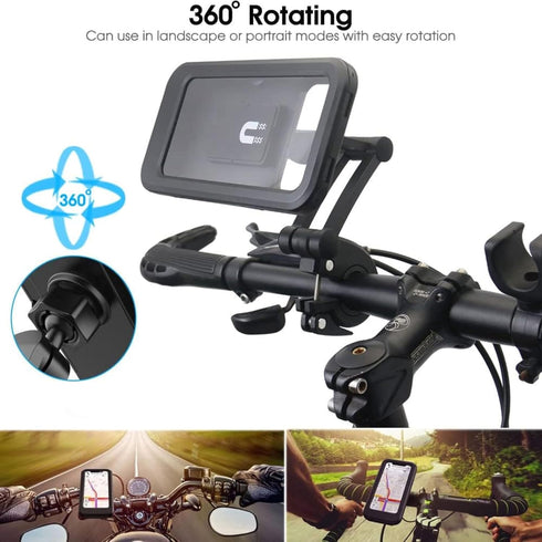 Universal Waterproof Bike Phone Holder - UltraThin, 360° Rotatable Touch Screen Protector for Smartphones Up to 6.8"