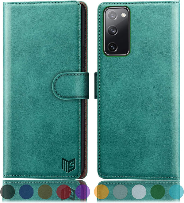 SUANPOT Leather Wallet Case for Samsung Galaxy S20 FE with RFID Blocking, Flip Folio Book PU Cell Phone Cover, 6.5