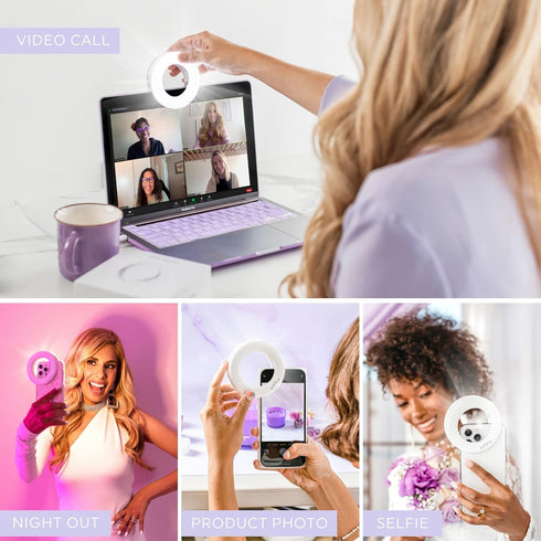 Selfie One Ring Light for Phone, iPhone, Android or Laptop | 3 Adjustable Light Modes | Rechargeable Batteries, Clip On