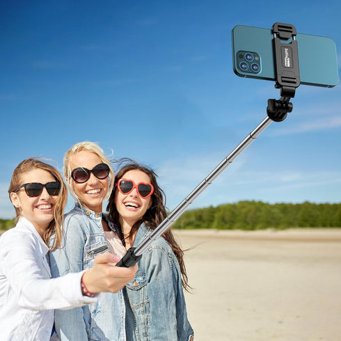 SelfieShow Extendable Selfie Stick Tripod with Wireless Remote and Stand, Portable, Lightweight for iPhone 15 14 13 12
