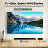 4K 6FT 3-Pack(Tri-Color), 18Gbps 2.0 4K@60Hz 2K@240Hz, HDR10, Dolby, 2.2 PS5, HDMI Cable High Speed HDMI Cable