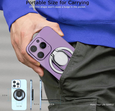 Magnetic Phone Grip Holder Kickstand, Adjustable Finger Ring Grip, Compatible with PopSockets MagSafe Ring