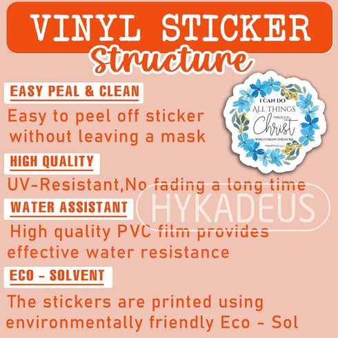 (3Pcs) I Can Do All Things Through Christ Philippians 4:13 Sticker, Waterproof Vinyl Decals for Books, Laptops, Tumblers