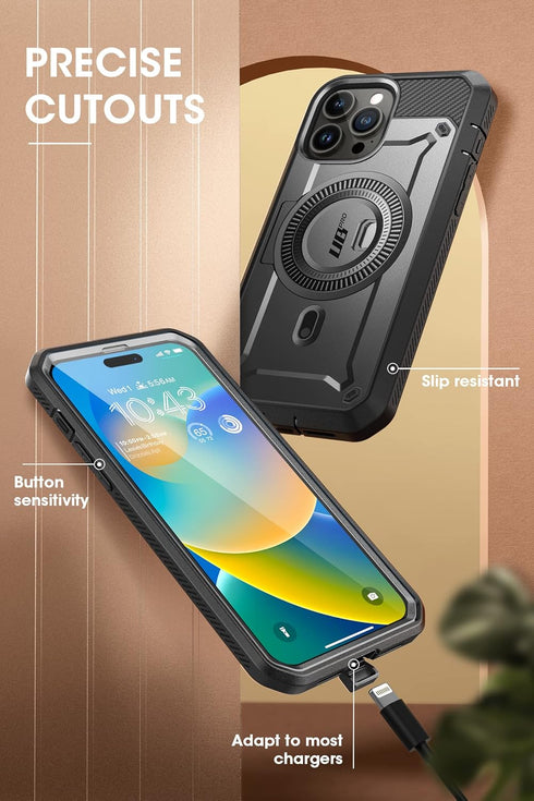 SUPCASE for iPhone 14 Pro Max Case with Stand, Compatible with MagSafe, Built-in Screen Protector, Black