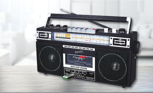 Supersonic SC-3201BT 4 Band Radio & Cassette Player - Bluetooth Speaker with MP3 Playback, USB, SD Card, Earphone Jack