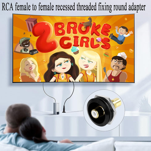 QIANRENON Gold Plated RCA Embedded Threaded Fixed Adapter, RCA Female to Female Panel Mount AV Connector