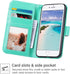 ULAK Mint Floral Wallet Case for iPhone SE 3(2022)/SE(2020)/8/7, Premium PU Leather Flip Case with Card Holder