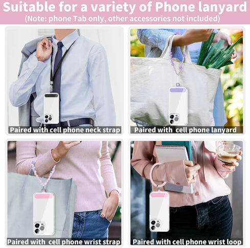 Phone Tether Tab for iPhone, Cell Phone Lanyard Patch, Replacement Strap for All Full Phone Cases (Pink)