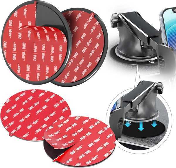 3M VHB Adhesive Dashboard Mounting Disk Set for Suction Cup Car Mounts, 2 Disks + 2 Replacement Sticky Pads
