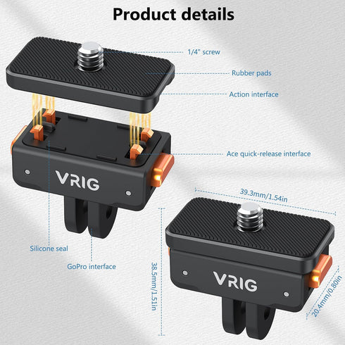 VRIG 360 2, 2-Prong 1/4" X5/ X4 X4/ X3 Magnetic Quick Release Mount for Insta ACE/ACE PRO/ACE PRO Quick & Convenient