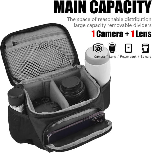 Cwatcun Waterproof Small Camera Bag, Compact Shoulder Bag for Digital Cameras, Travel Photography Bag for Canon, Nikon,