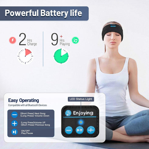 Sleep Headphones Wireless, Bluetooth Sports Headband with Ultra-Thin HD Stereo Speakers, Perfect for Sleeping, Yoga