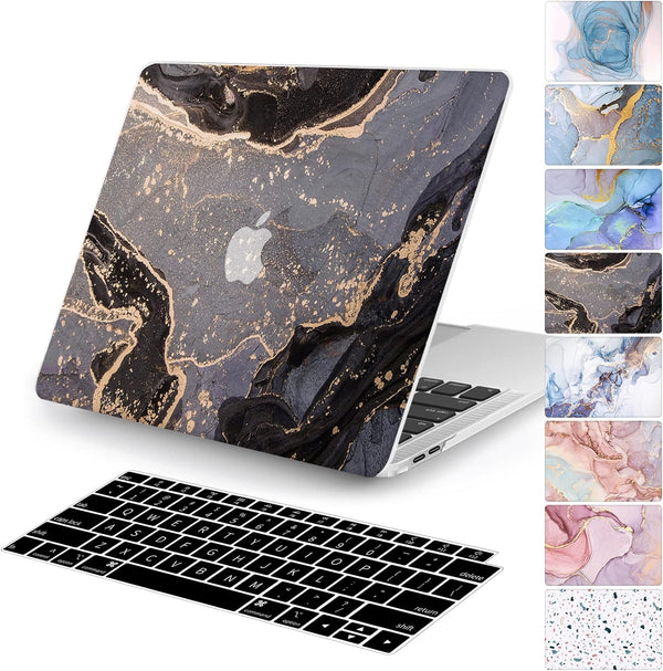 Watbro Laptop Case for MacBook Air 13 Inch 2020 2019 2018 Release A2337 M1/A2179/A1932, Colorful Marble with Keyboard