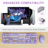 Wireless Keyboard and Mouse Combo, Ergonomic Full Size Typewriter Retro Round Keycaps, Compatible with Windows (Purple)