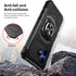 TJS Heavy Duty Celero 5G + Plus 2024 Case with Tempered Glass Screen Protector, Metal Ring Kickstand - Black
