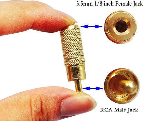 zdyCGTime Gold Plated RCA to 3.5MM Audio Adapter, 3.5mm Female to RCA Male Plug Connector, 2 Pack