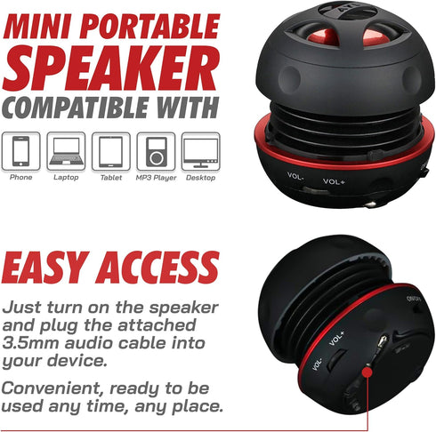 AYL Mini Speaker System - Portable Plug-in Speaker with 3.5mm Aux Input for Laptop, MP3, iPhone, iPad, Black