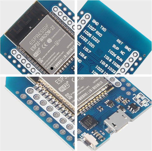AITRIP 4pcs D1 Mini NodeMCU ESP32 ESP-WROOM-32 WLAN WiFi Bluetooth Development Board, 5V Compatible with Arduino