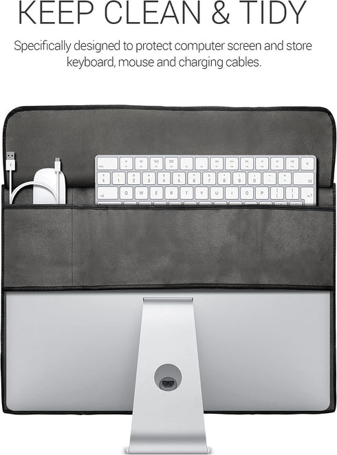 24-26" 3-IN-1 kwmobile Cover Compatible with monitor - Case with Storage for Mouse, Keyboard - Dark Grey