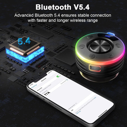 Dyurwa IPX7 Bluetooth Speaker, Shower Speaker Portable with Hook, Waterproof Bluetooth Speakers with Suction Cup