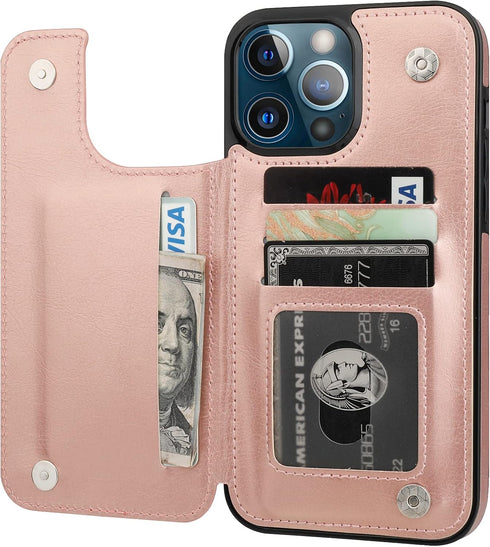 ONETOP Compatible with iPhone 13 Pro Max Wallet Case, PU Leather Kickstand Card Holder, Magnetic Shockproof Cover