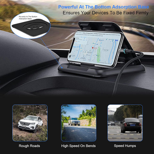 DOTAATDW Car Phone Holder, Dashboard Cell Phone Holder with Non-Slip Base for iPhone, Android, GPS