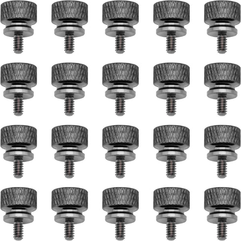 20 Pieces 6#-32 Computer Case Screws, Anodized Aluminum Thumbscrews, Fully Threaded Knurled Thumbscrews (Black)