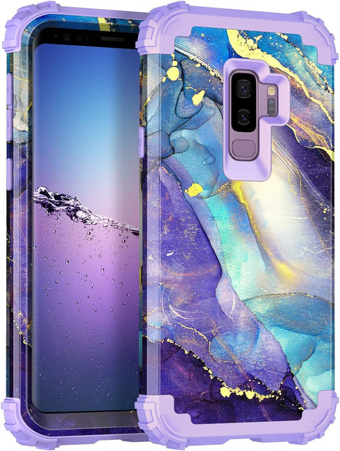Rancase Purple Case for Galaxy S9 Plus, Three Layer Heavy Duty Shockproof Protection with Soft Silicone