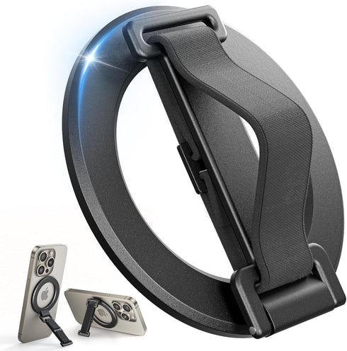 SUPERONE 2024 Upgrade MagSafe Phone Grip with Finger Strap, Removable Ring Holder with Kickstand for iPhone 15/14/13/12