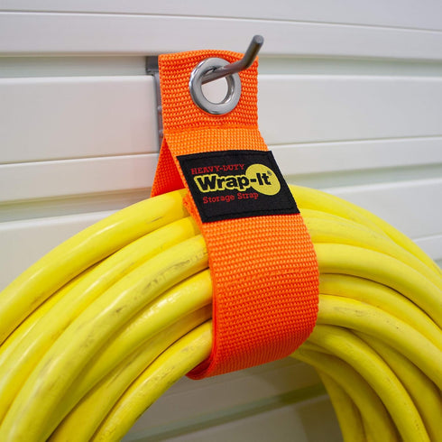 Heavy-Duty Wrap-It Storage Straps - 17-inch (6-Pack) Blaze Orange - Garage Organizer and Extension Cord Hanger for Garage Storage Ideas as an Electric Cord Holder with Garage Gadgets by Wrap-It Storage