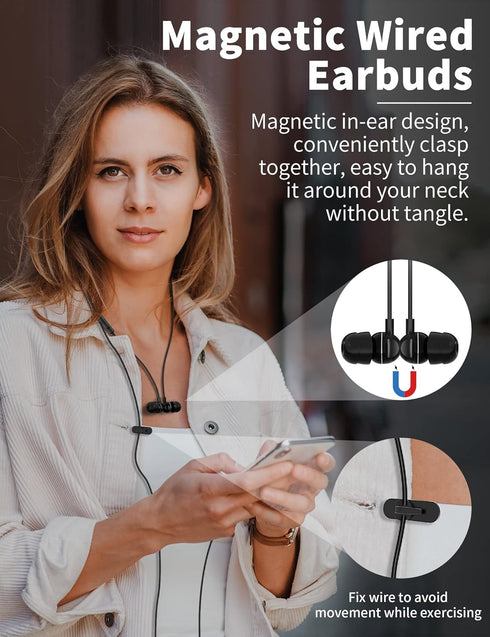 USB C Headphone for Samsung A53 S54 S22 S23 S21 S20 FE Wired Earbuds Magnetic in-Ear Type C Earphone with Microphone Stereo Noise Canceling for Galaxy Z Flip 5 Fold 4 Pixel 7 6 6a 7a OnePlus