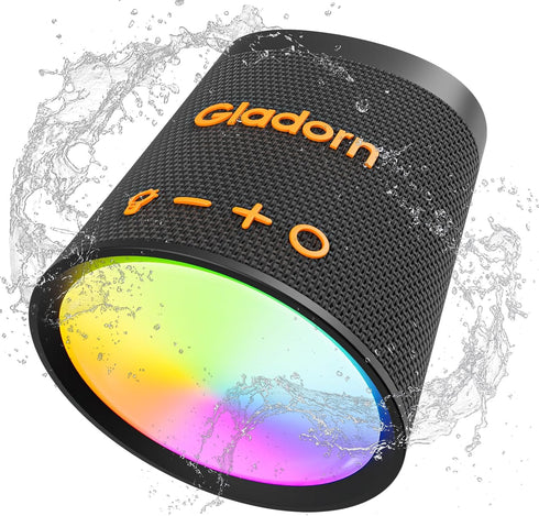 Gladorn Portable Bluetooth Speaker Wireless with 9 Color Lights, 20H Playtime, Stereo Pairing,