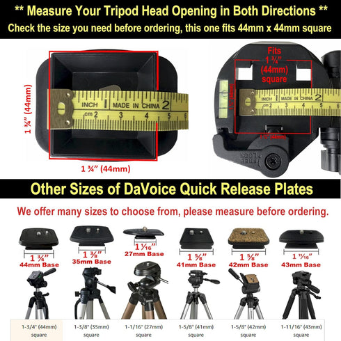 DaVoice 44mm Velbon, 60, QB-4W Tripod Quick Release Plate Camera Mounting Adapter Parts Replacement for Certain Ambico