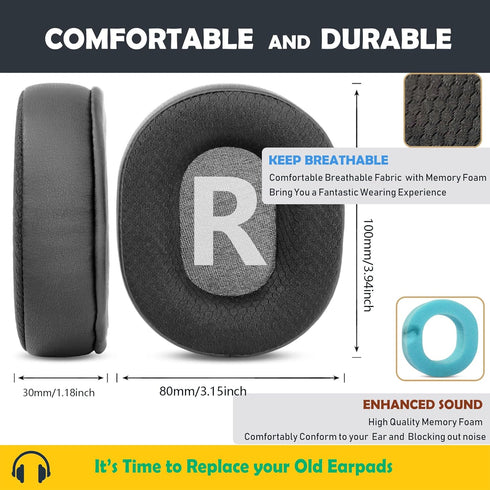 Durable Replacement Earpads Cushions for Sony WH-L600/MDR-7506/MDR-V6 Headphones, Breathable Fabric Foam Ear Pads